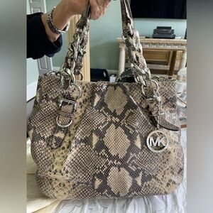 Michael Kors Collette Dark Sanf shoulder tote bag purse. New w tag